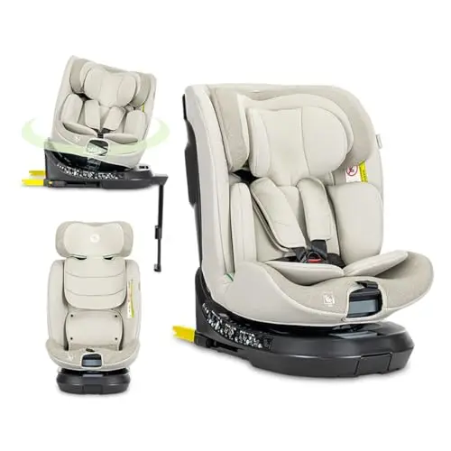 Lorelli Kindersitz drehbar 360 Grad i-Size 40-150cm mit Isofix, Mitwachsender Baby Autositz Solaris, Gruppe 0+/1/2/3, 0-12 Jahre, 0-36 kg, Auto Babysitz ab Geburt, 5-Punkt-Gurt, Beige