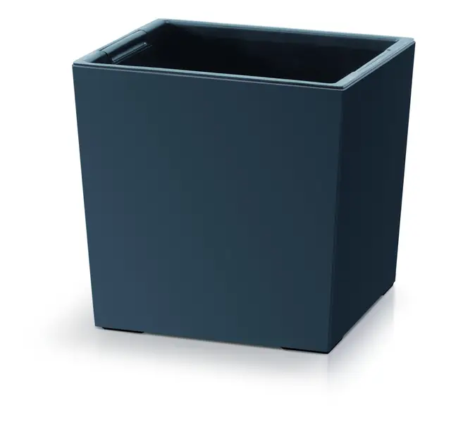 Blumentopf 29x29x29 cm | Blumenkübel in modernem Design mit Innenbehälter zum Erdensparen | Übertopf aus Kunststoff für stilvolle Pflanzenarrangements | Anthrazit