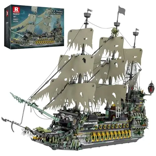 Reobrix Piratenschiff Technik Klemmbausteine,66037 Fliegenden Holländers Piratenschiff Bausteine, groß Segelschiff Spielzeug Modell für Erwachsene und Jugendliche (5865 Stück)