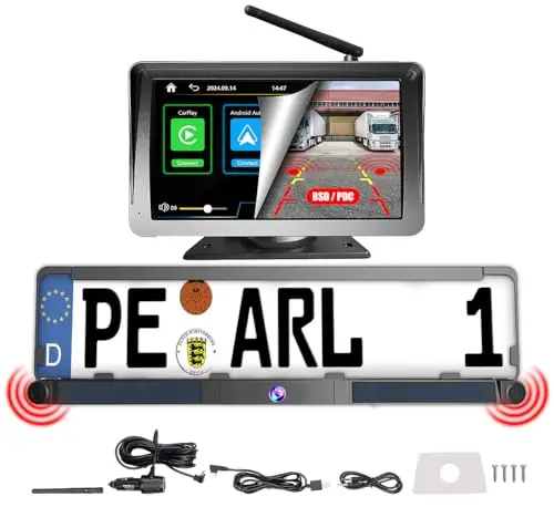 Lescars JX8031 Solar-Funk-Rückfahrkamera-Set mit Abstandssensor