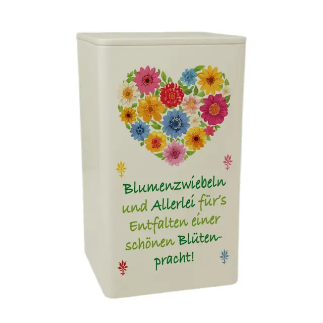 speecheese Blumenzwiebeln Dose 900ml mit floralem Herz Lustige MetallDose 900ml für Gartenfreunde