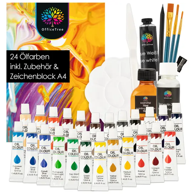 officetree ölfarben set 24 farben 12ml