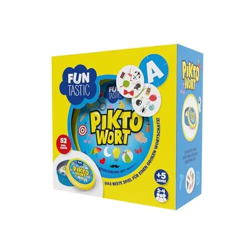 IMAGILAND Pikto Wort Kartenspiel, Schnelles und Lustiges Gesellschaftsspiel für Familien, ab 5 Jahren, trainiert Wortschatz und Kreativität, 2-4 Spieler, 15 Minuten