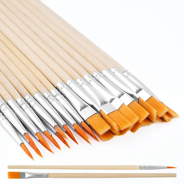 pinboov 30er pinsel-set holz flach rund