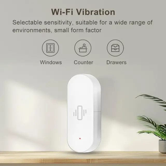 Für Tuya WiFi Smart Vibrationssensor mit Bewegungserkennung, Echtzeit-Bewegungsmelder, Alarm-Detektor für Smart Life App-Steuerung (1 Stück)
