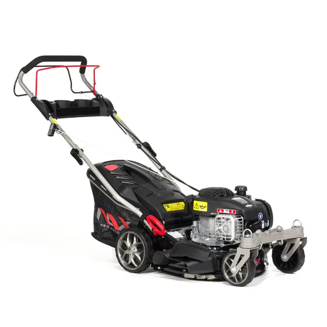 NAX 1000S Benzin Rasenmäher mit Antrieb, Briggs&Stratton 450E 125cm³, 42cm, Selbstfahrender Benzinrasenmäher mit Radantrieb, 360° Vorderräder, 45L, 4-in-1 Mulchmäher für jeden Garten