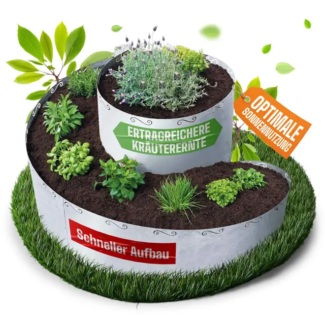 bellissa Kräuterspirale Kräuterschnecke Feuerverzinkt 130x140x80 cm | 5-teiliger Bausatz für und Garten & Terrasse