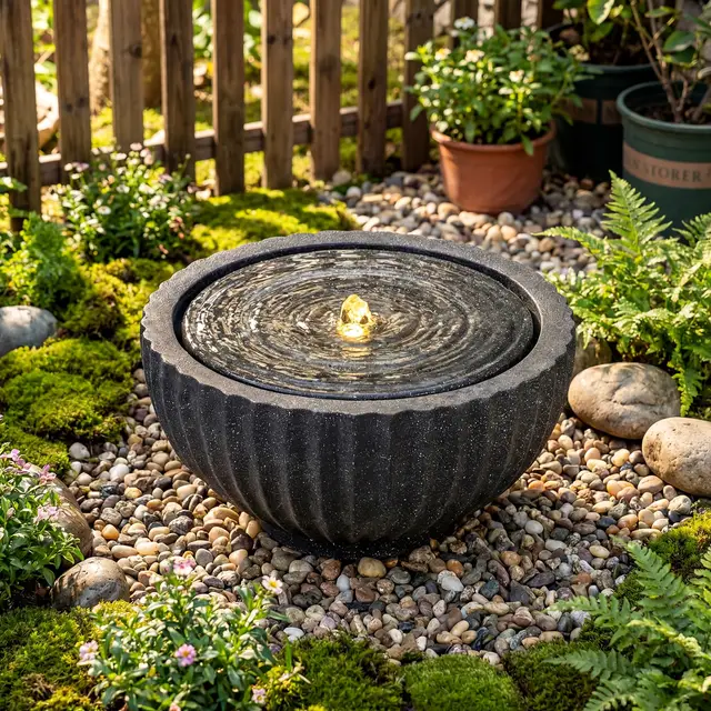 costway springbrunnen rund mit led 45cm