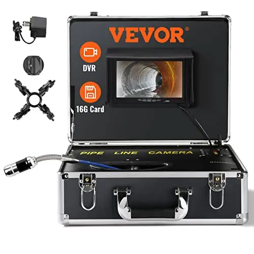 VEVOR Profi 7" 480p-Rohrkamera 30m Kanalkamera Endoskop 1000TVL Inspektionskamera 130° Betrachtungswinkel 25mm Kameradurchmesser 4500 mAh-Akku für 6 Stunden Endoskopkamera Rohr DVR-&Fotoaufnahme