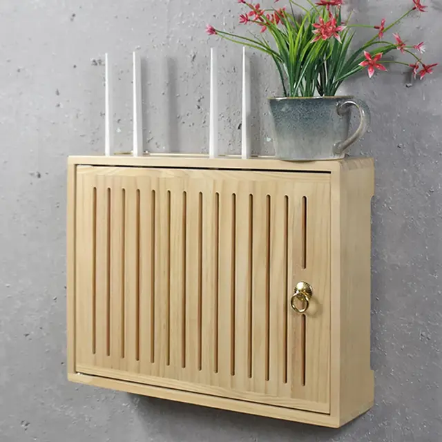 Nordivo Router Aufbewahrungsbox Wandmontiert Braun 42×32 cm