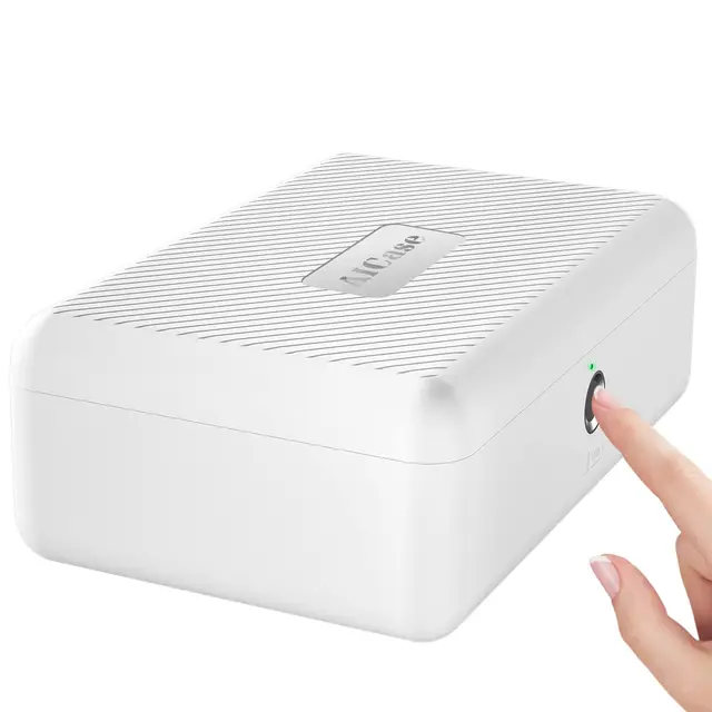 AICase Tresor mit biometrischer Fingerabdruckerkennung für unterwegs und zu Hause, Tragbare Sicherheitsbox mit Fingerprint und Morse-Code; Geldkassette, Wertschutztresore, Safe Deposit Box; Weiß