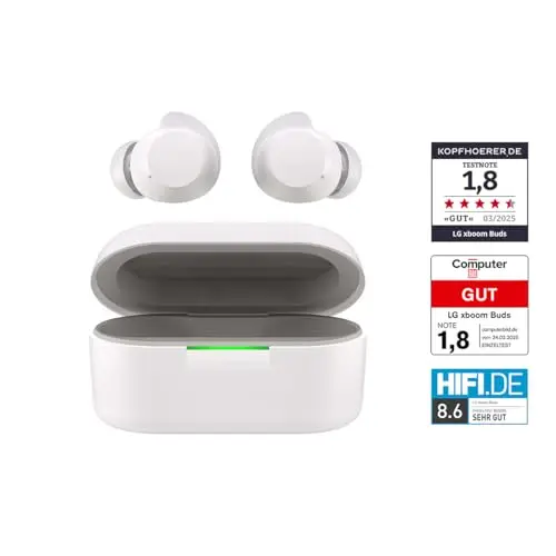 LG, XBOOM Buds, Bluetooth kopfhörer Sport, Kabellose In Ear Bluetooth Kopfhörer in Ear ANC, Noise Cancelling, 2025 Earbuds Bluetooth, Weiß