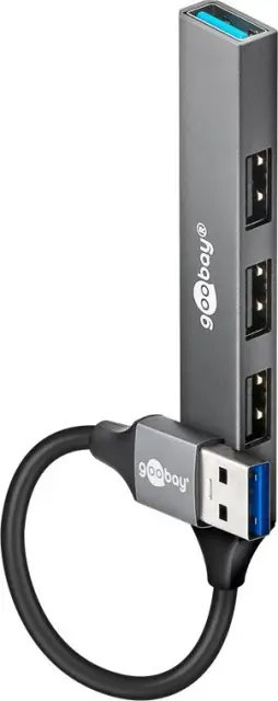 Wentronic goobay Slim 4-Port USB-Hub, 1x USB-A 3.0/3x USB-A 2.0, USB-A 3.0 [Stecker]