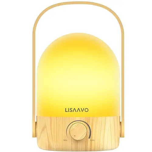 LISAAVO LED Tischlampe kabellos 2600mAh dimmbar Holzoptik
