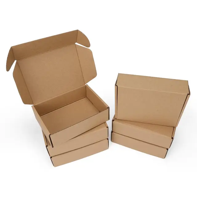 HORLIMER 6 Stück Versandkarton Klein Karton Box, 178x127x50 mm Mailer Boxen, Verpackungskartons aus Wellpappe für Warensendung, Geschenkbox, Faltkarton, Postkarton(Braun)