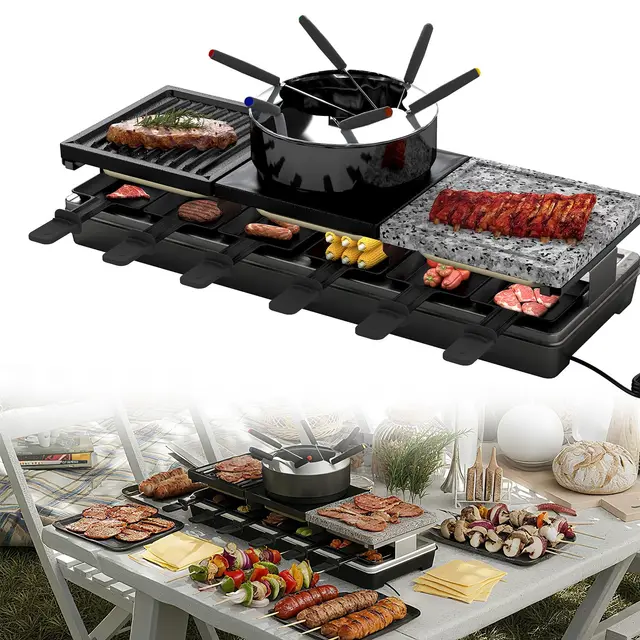 yrhome 3-in-1 raclette-grill