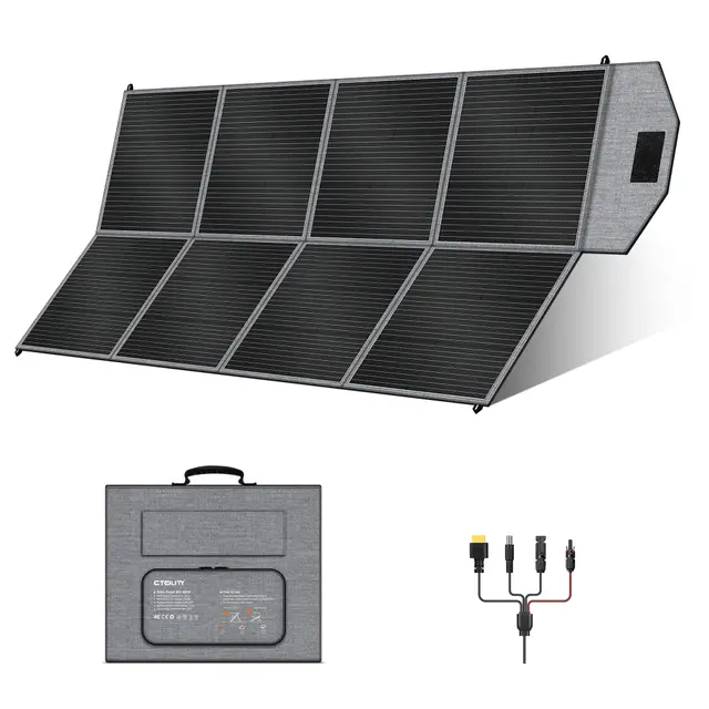 400W Tragbares SolarPanel, Faltbares Solarmodul für Tragbare Powerstation, 23,5% Wirkungsgrad, Faltbares Solarpanel Monokristallin mit integriertem Ständer für Outdoor Garten Balkon Camping