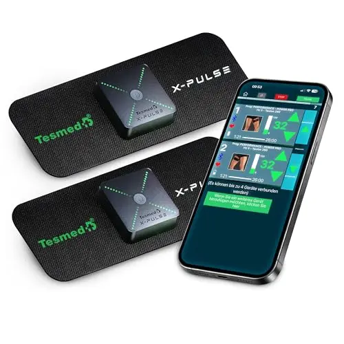 TESMED X-Pulse Wiederaufladbarer kabelloser EMS-Muskelstimulator mit App – 2 Geräte enthalten, unbegrenzt anpassbare Programme, Multi-Zonen-Funktion, 130 Intensitätsstufen, der leistungsstärkste