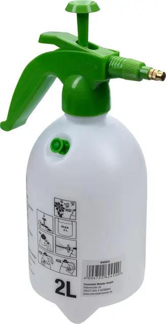 Gartensprüher 2 L mit Pumpe - grün - sehr leichtgängige & wirkungsvolle Pumpe - verstellbare Messingdüse - mit Überdruckventil / Sprühflasche / Drucksprüher / Pumpsprühflasche / B45041
