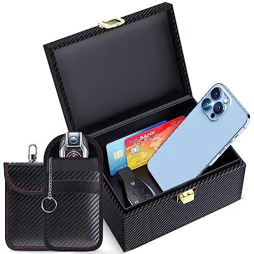 lanpard Keyless Go Schutz Autoschlüssel Box, Extra Groß Faraday Box & Faradayschutzhülle (2 Stk) für Sicheren Schutz, Keyless Go Schutz von Handy, Kreditkarte und Autoschlüssel