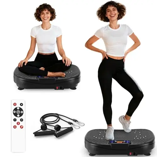 Vibrationsplatte für Zuhause - 120 Geschwindigkeitsstufen & 5 Smart-Modi, mit 2 Widerstandsbändern & Fernbedienung, für Fettverbrennung Muskelaufbau Figurformung,kompakt Home Gym Gerät