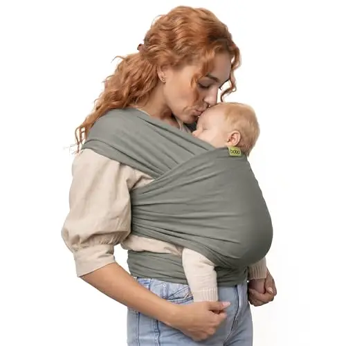 Boba Babytragetuch ab Geburt bis 15 kg - Kuschelweiches & Stützendes Baumwollfrottee, Tragetuch Baby Neugeboren bis Kleinkind, Einfach zu Binden (Grau)
