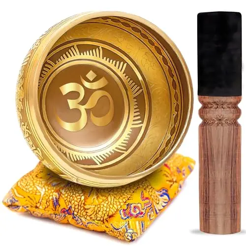 Tibetisches Klangschalen-Set – einfach zu spielen, authentisch handgefertigt für Meditation, Klangschale, Chakra, Yoga, Heilung, 10,2 cm, von Himalayan Bazaar