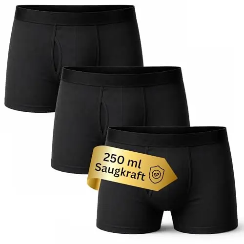 Inkontinenz Pants Männer I waschbare Windeln für Erwachsene I wiederverwendbare Unterhosen aus Baumwolle I Boxershorts Windelhosen Blasenschwäche Einlagen dry wear (L)