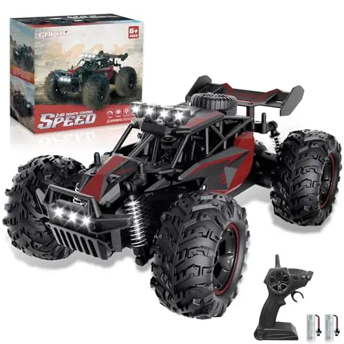 Carox ferngesteuertes Auto,2.4 GHz 25 km/h RC Auto,1:18 Off ferngesteuertes Auto Outdoor mit Scheinwerfer und Fahrgestellbeleuchtung,monstertruck ferngesteuert,Geburtstagsgeschenk für Kinder
