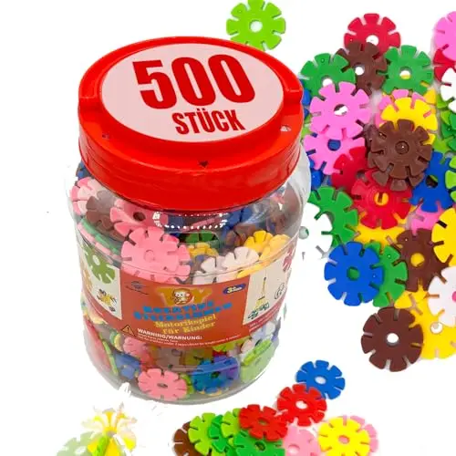 Smart-Planet 500 Steckblumen in Dose – Motorikspielzeug ab 3 Jahren – Lernspielzeug & Steckbausteine zum Bauen – 8 Farben – Fördert Kreativität & Feinmotorik – Geschenkidee für Kinder