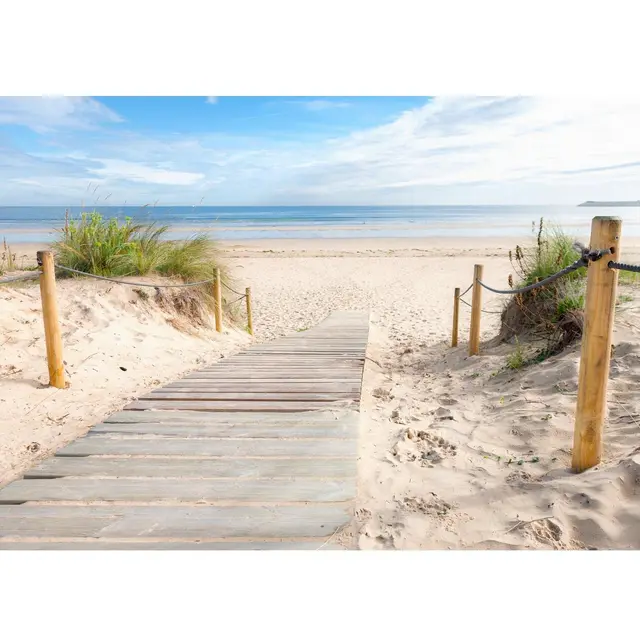 Runa Art Fototapete Strand und Meer 352 x 250 cm Vlies Tapeten XXL Moderne Wandtapete Wohnzimmer Schlafzimmer Beige Blau 9007011b