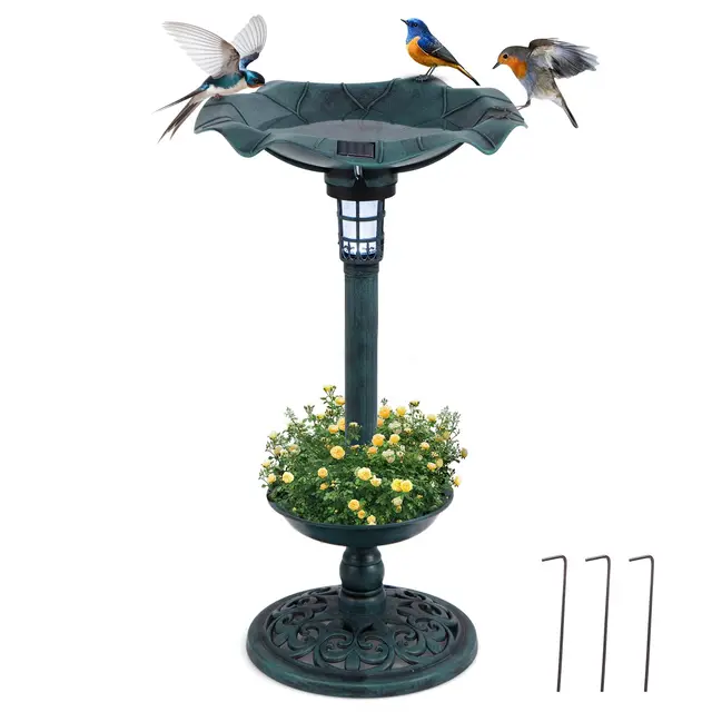 GOPLUS Solar-Vogeltränke Retro Freistehend Bronze