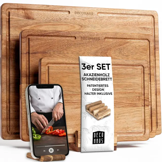 deco haus akazie schneidebrett 3er set