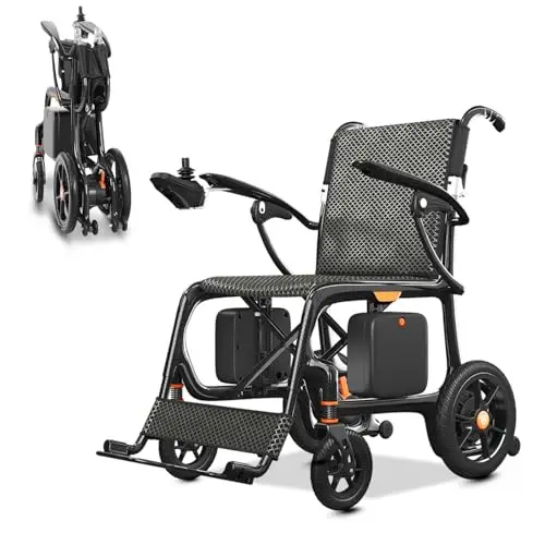 209 Carbon Elektrorollstuhl Ultraleicht, 45 km Reichweite Elektrischer Rollstuhl, Carbon-Rahmen Klappbar Elektrische Rollstühle, Leichtester E-Rollstuhl mit 130kg Tragkraft