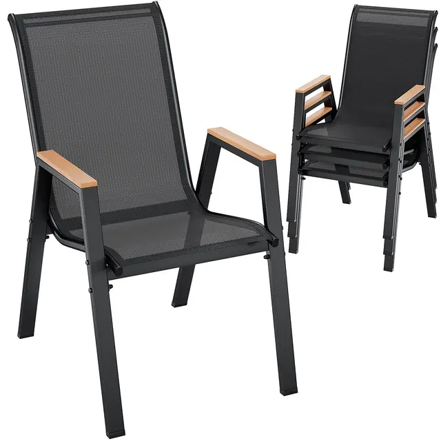 liferun gartenstühle stapelbar 4er set