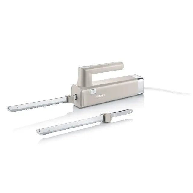 GRAEF. Elektromesser EK508, taupe, elektrisches Brotmesser für die Küche, elektrisches Fleischmesser, Torten, Brot oder gefrorenes Fleisch schneiden, austauschbare Klingen
