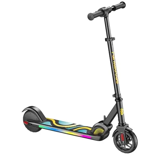 FanttikRide C9 Pro Elektroroller für Kinder 8-12 Jahren, Bunte Regenbogenlichter, 8/12/16 km/h, 8KM Reichweite, LED-Anzeige, Höhenverstellbar, Faltbar, für Jungen und Mädchen