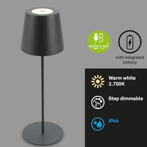 briloner led tischlampe kabellos touch