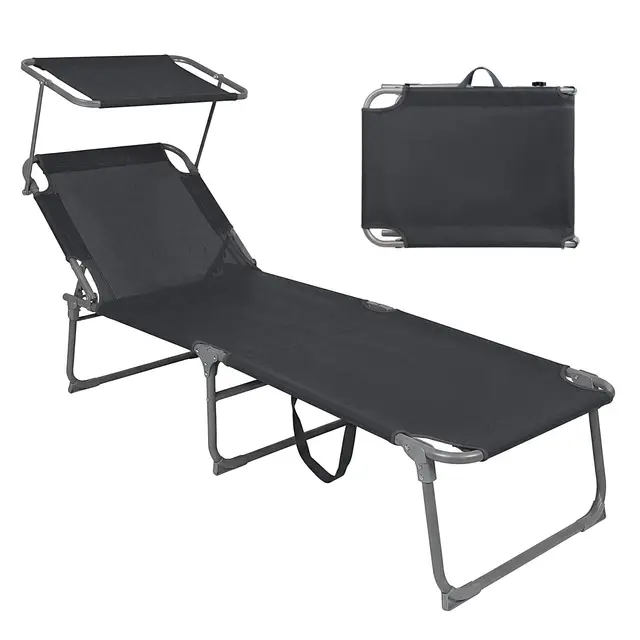 Montafox Sonnenliege klappbar 195×59 cm Grau