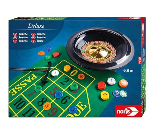 noris 606102025 Deluxe Set Roulette – mit 2 Stahlkugeln, 60 Jetons und weiterem Zubehör für EIN echtes Casino Feeling, ab 6 Jahren