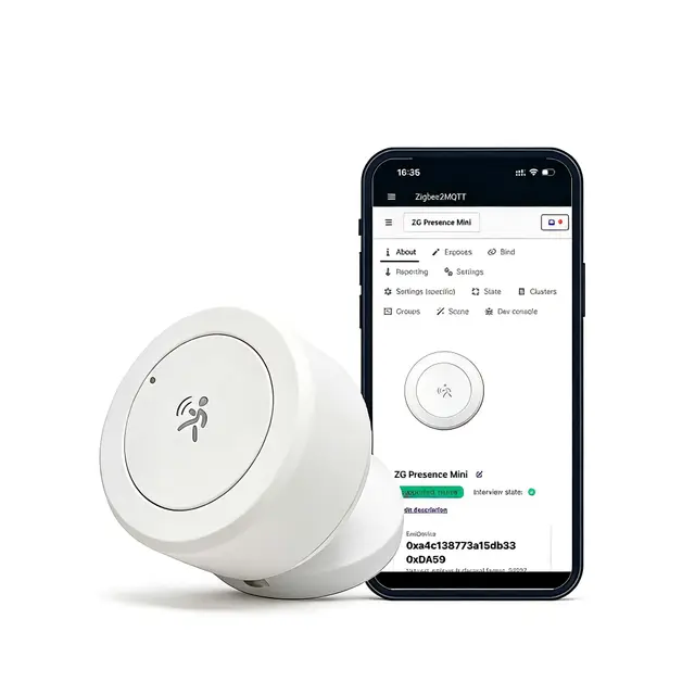 Haozee Zigbee 24G mmWave Radar-Präsenzsensor – Benötigt Zigbee-Hub, batteriebetrieben, ultrakompakt, kompatibel mit Home Assistant Zigbee2mqtt
