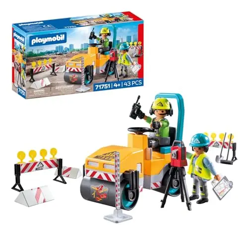 PLAYMOBIL | City Action | Straßenbaustelle | Baustellenspielzeug | Baustellen Spielset | Spielzeug für Kinder ab 4 Jahren | 71751