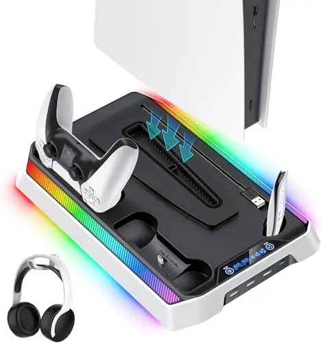 JORREP Ladestation für PS5/Slim/Pro Standfuß mit Lüfter