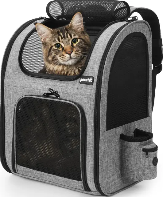 pecute Haustier-Rucksack XL mit Netzfenster für 6–10 kg