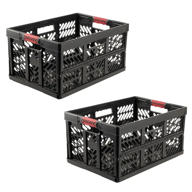 keeeper ben 2x Stabile Profi-Klappbox mit Soft-Touch Griffen, 45 l, Bis 50 kg Tragkraft, Robust und leicht, 54 x 37 x 28 cm, Graphit (Graphite)