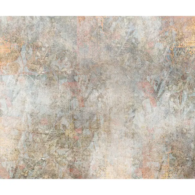 murando - Fototapete Premium-Vlies Abstrakt 450x315cm - Foto Tapete Wohnzimmer Moderne Vliestapete XXL Wandtapete Motivtapeten Bildtapete 3d Effekt Wand Dekoration Betonoptik Blätter Vogel Mosaik bunt