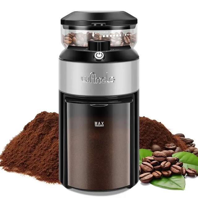 Wancle Kaffeemühle mit 28 Mahlgrad-Einstellungen, präzises Mahlen für 2-12 Tassen, leicht zu reinigen, kompakt und platzsparend, 220V