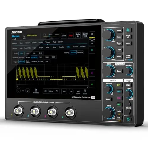SainSmart Micsig 12-Bit Tablet-Oszilloskop MHO1, Tragbares Handheld-Oszilloskop mit 4 Analogkanälen, 100 MHz Bandbreite, 1 GSa/s Abtastrate, 8-Zoll-HD-Touchscreen und 16000-mAh-Akku