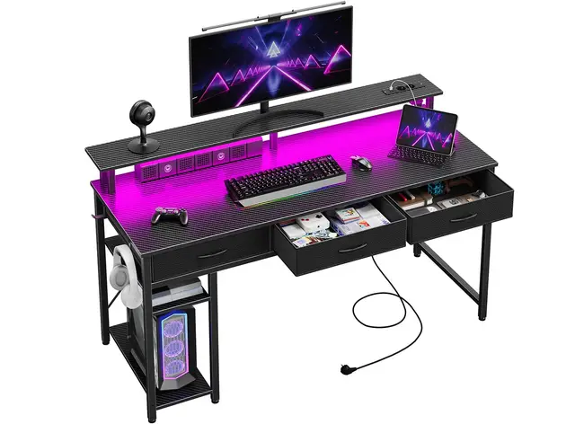 Seventable CPT031 Gaming Schreibtisch mit LED und Schubladen 120 cm