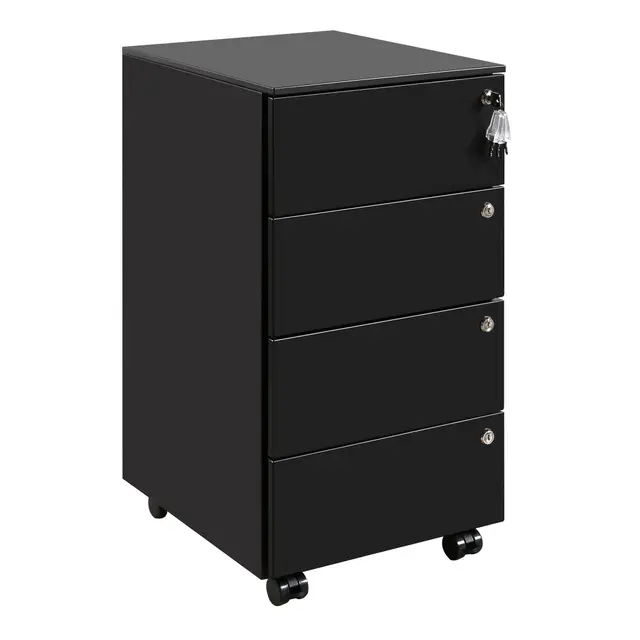 Rollcontainer mit 4 Schlössern 69,5cmH Schwarz